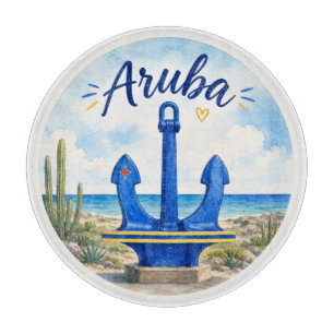 Planche À Découper Ancre de drapeau d'Aruba île des Caraïbes voyage s