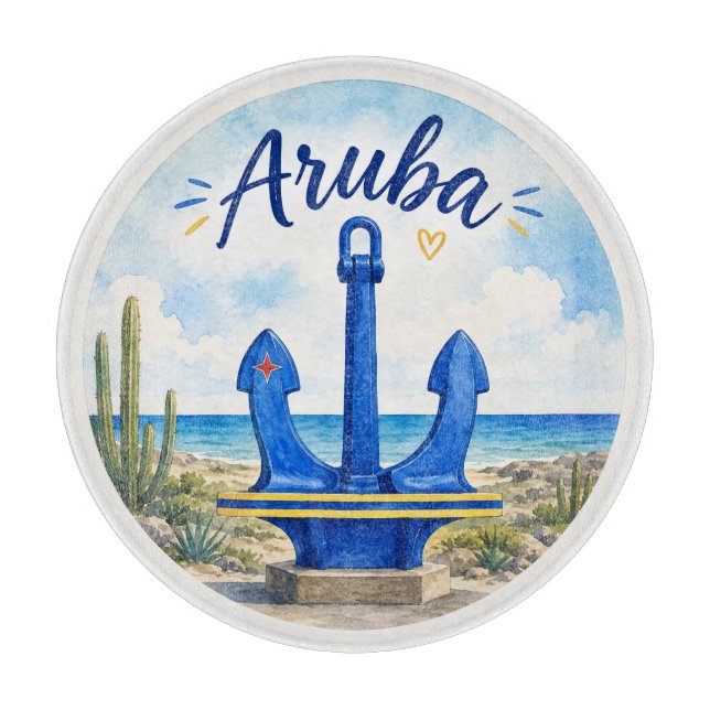 Planche À Découper Ancre de drapeau d'Aruba île des Caraïbes voyage s (Devant)