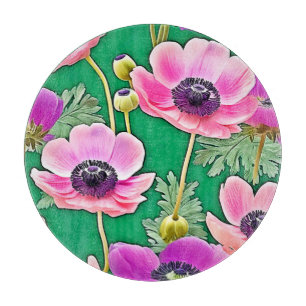 Planche À Découper Anémones violets roses