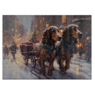 Planche À Découper Anglais Cocker Spaniel Noël Festin Saison