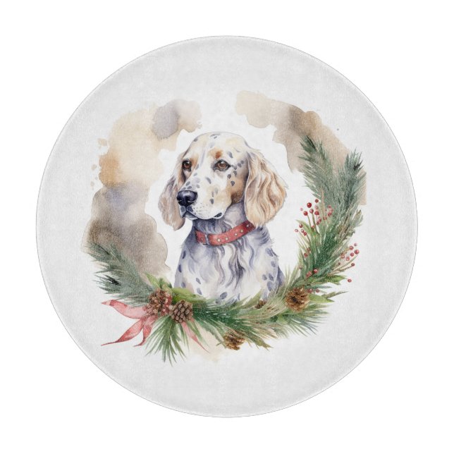 Planche À Découper Anglais Setter Christmas Wreath Festive Pup (Devant)