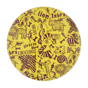 Planche À Découper Animaux africains : Motif culturel sans peau.