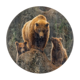 Planche À Découper Animaux de bébés cutest Famille d'ours Brown