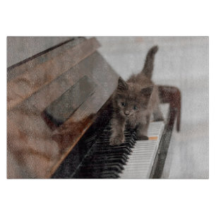 Planche À Découper Animaux de bébés cutest   Kitten sur piano