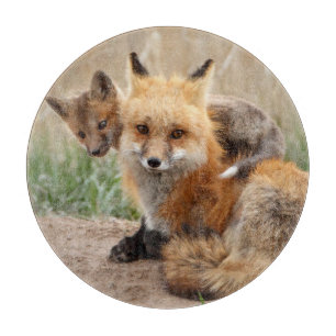 Planche À Découper Animaux de bébés cutest   Renard rouge et bébé