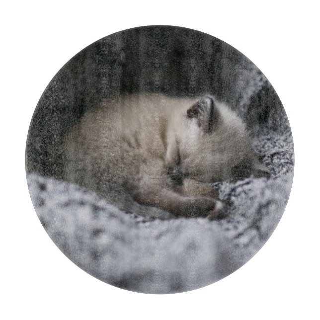 Planche À Découper Animaux de bébés cutest | Tiny Kitten Dormir (Devant)