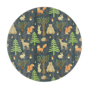 Planche À Découper Animaux de forêt vintages, Motif pour enfants.