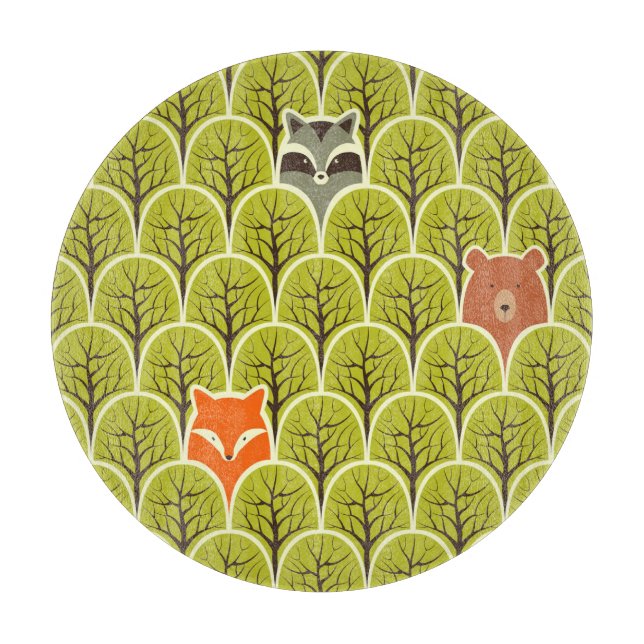 Planche À Découper Animaux forestiers Motif Vintage (Devant)