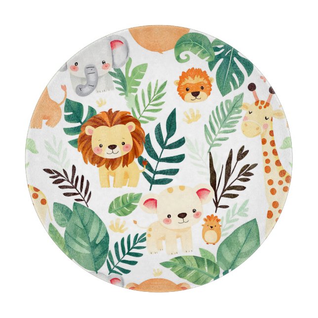 Planche À Découper Animaux mignons de safari motif jungle (Devant)