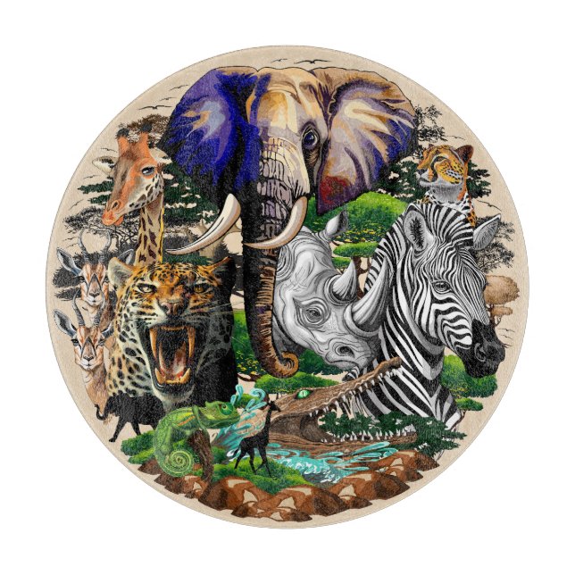 Planche À Découper Animaux sauvages de la Savane africaine (Devant)