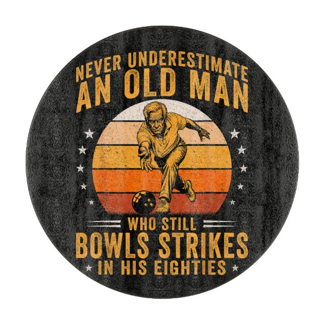 Planche À Découper Anniversaire 80 ans de Grand-père de bowling (Devant)