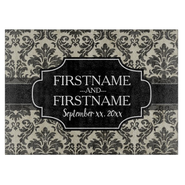 Planche À Découper Anniversaire du Mariage Goth Black Lace et Parchem (Devant)