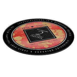 Planche À Découper Anniversaire élégant du 2ème Mariage Garnet