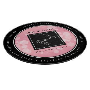 Planche À Découper Anniversaire Mariage élégant du 2e Rose Quartz