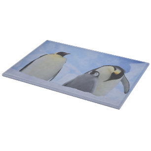 Planche À Découper Antarctique. Manchots empereurs et poussin