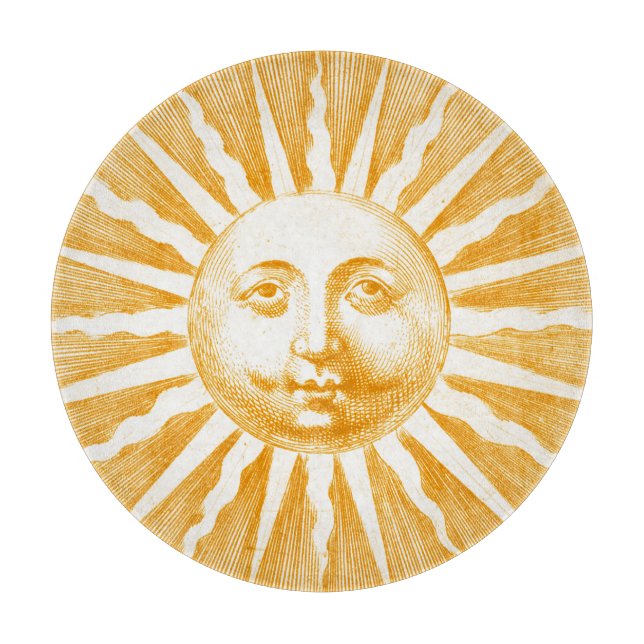 Planche À Découper Antique Vintage Soleil orange (Devant)