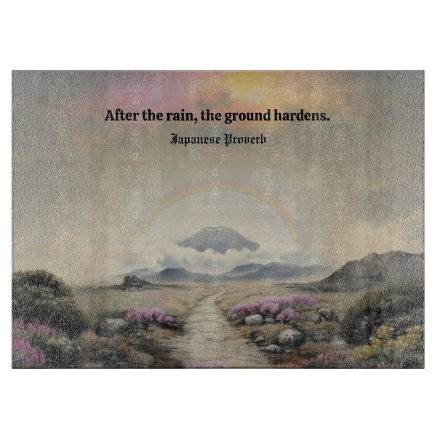 Planche À Découper Après la pluie (aquarelle japonaise paysage art) (Devant)