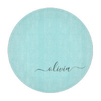 Aqua Blue Turquoise Moderne Script Girl Monogramme