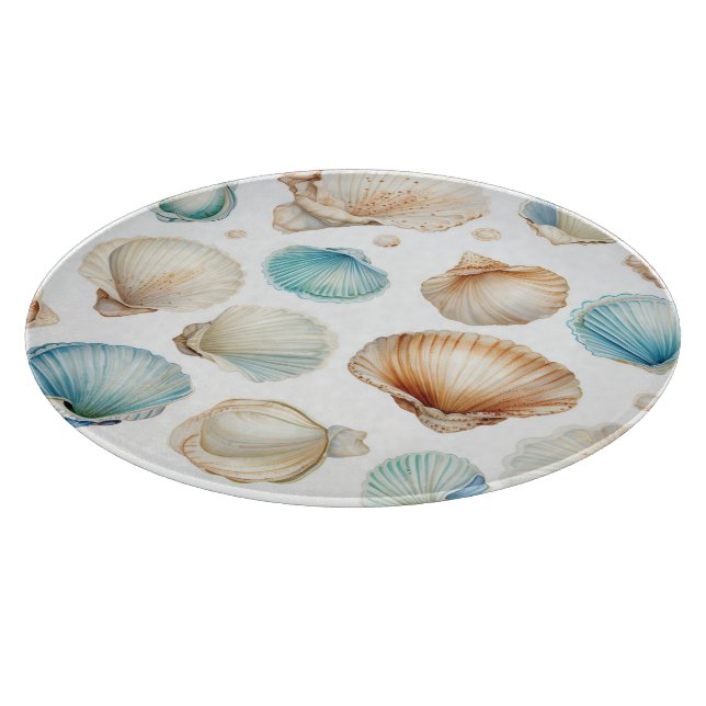 Planche À Découper Aqua Cream Beach Shells Shower de Mariage (Coin)