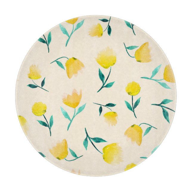 Planche À Découper Aquarelle Abstrait Motif de pivoine florale (Devant)