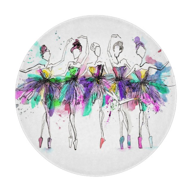 Planche À Découper Aquarelle Ballerinas : Bright Dance Illustration (Devant)