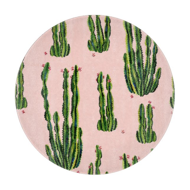 Planche À Découper Aquarelle Cactus : Blossoming Seamless Motif (Devant)