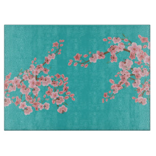 Planche à découper aquarelle cerisier en fleurs