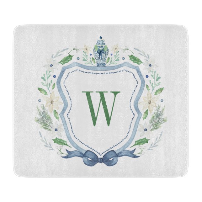 Planche À Découper Aquarelle Chinoiserie Ginger Jar Monogram Crest (Devant)