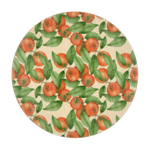 Planche À Découper Aquarelle de mandarine, motif de fruits sans soudu
