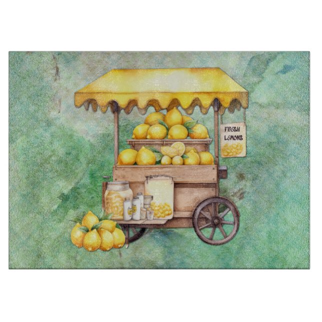 Planche À Découper Aquarelle de panier à citron (Devant)