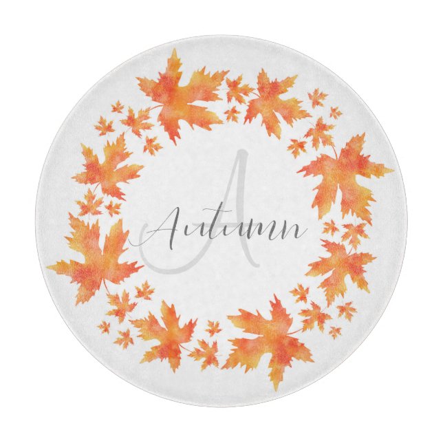 Planche À Découper Aquarelle Feuille d'érable (Devant)