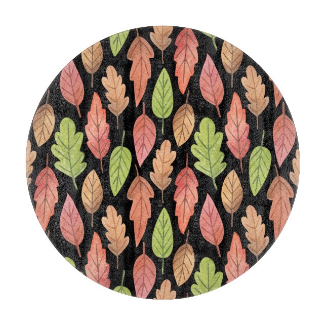 Planche À Découper Aquarelle feuilles d'automne : motif transparent (Devant)