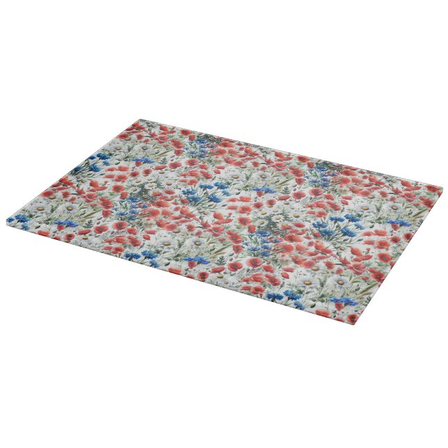 Planche À Découper Aquarelle Fleur Sauvage Pavot Daisy (Coin)