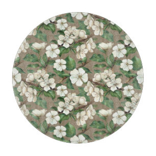 Planche À Découper Aquarelle Fleurs Apple : Motif Vintage.