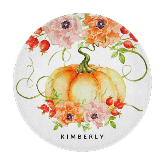 Planche À Découper Aquarelle Floral Citrouille (Devant)