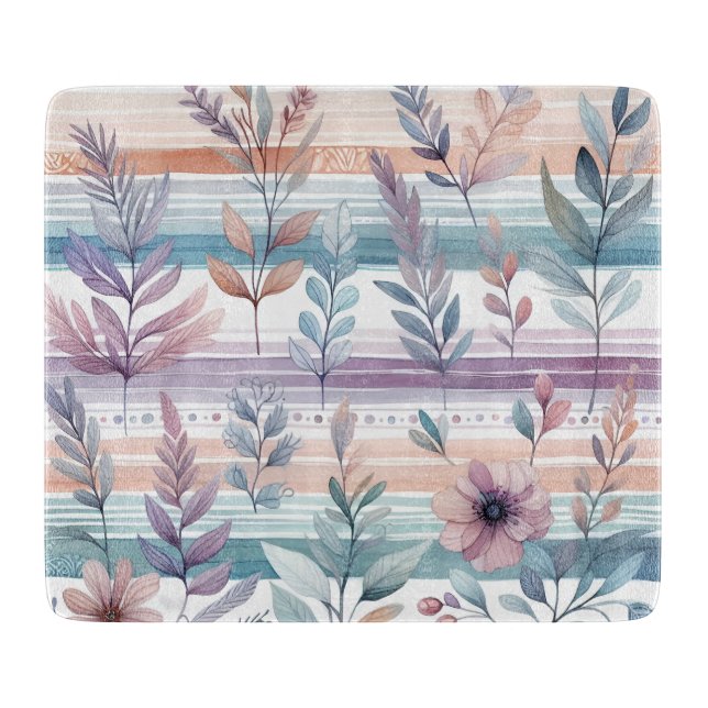 Planche À Découper Aquarelle Floral Cuisine Décor (Devant)