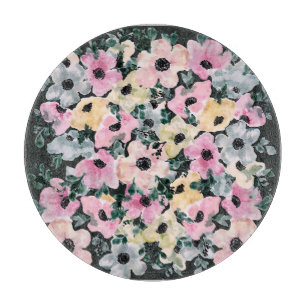 Planche À Découper Aquarelle florale foncée : belle impression.