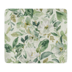Planche À Découper Aquarelle florale verte botanique Feuilles Nature