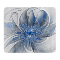 Aquarelle gris bleu Abstrait Fractal Art Flower