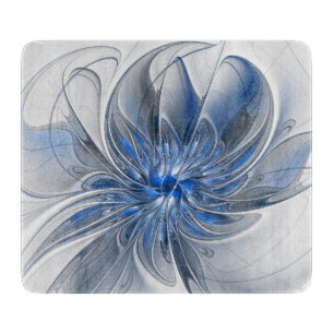 Planche À Découper Aquarelle gris bleu Abstrait Fractal Art Flower