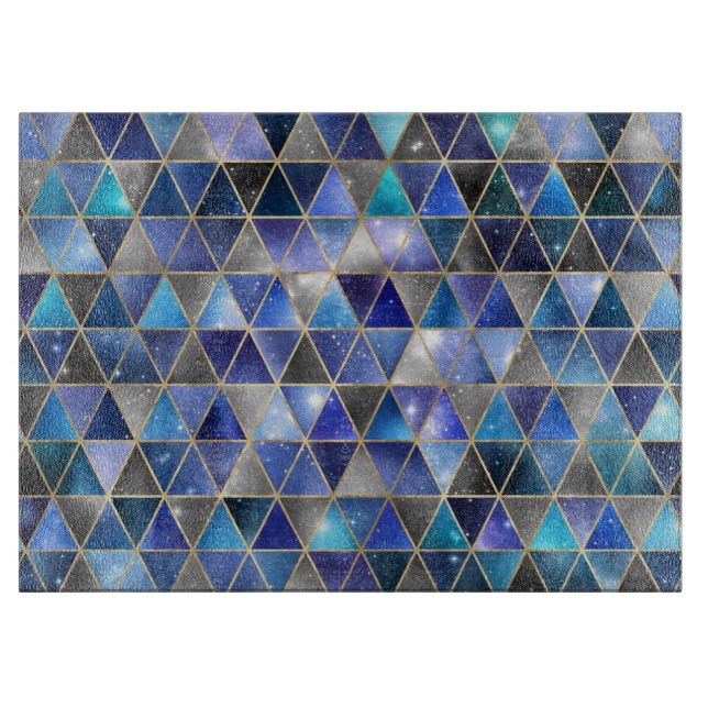 Planche À Découper Aquarelle Isométrique avec or et marbre Galaxy (Devant)