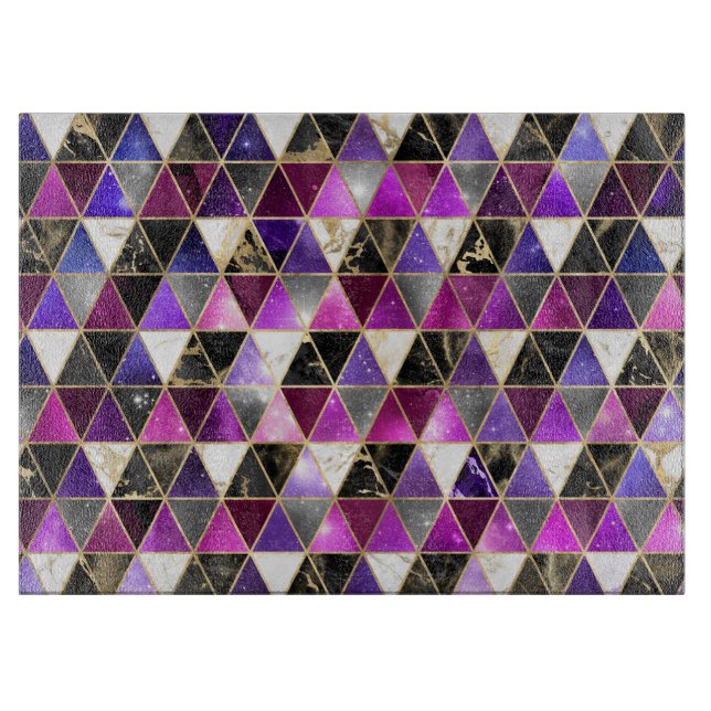 Planche À Découper Aquarelle Isométrique avec or et marbre Galaxy (Devant)