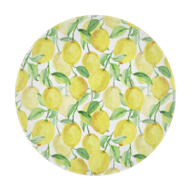 Planche À Découper Aquarelle juteuse : peinture citron vibrante (Devant)