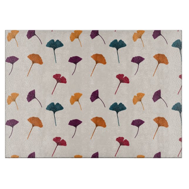 Planche À Découper Aquarelle Motif Ginkgo Leaf Automne Couleurs d'aut (Devant)