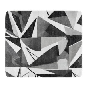 Planche À Découper Aquarelle noir et blanc géométrique moderne abstra