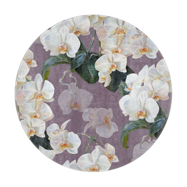 Planche À Découper Aquarelle orchidée lavande foncée. (Devant)