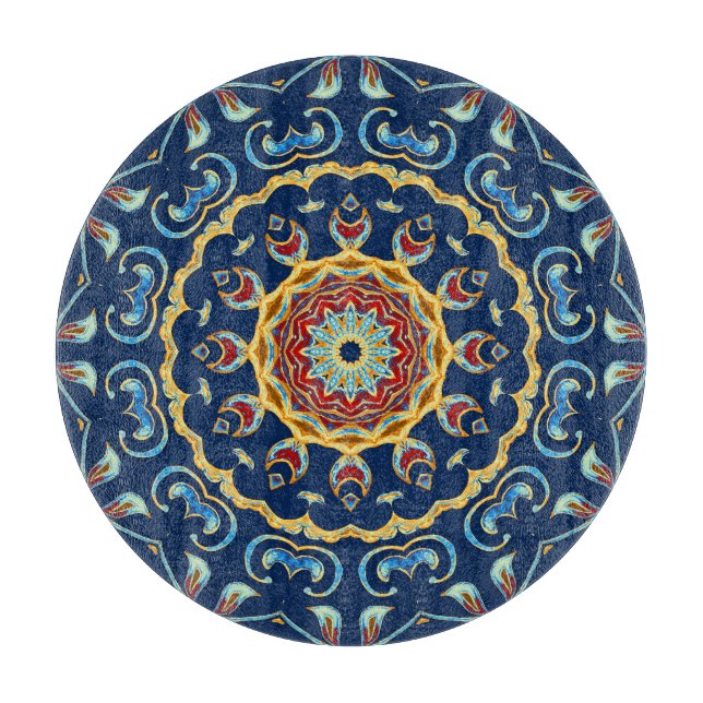 Planche À Découper Aquarelle orientale moquette Mandala florale (Devant)