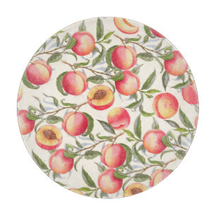 Planche À Découper Aquarelle pêche, motif floral transparent.