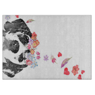 Planche À Découper Aquarelle Peinture Beagle Chien Fleurs de couronne