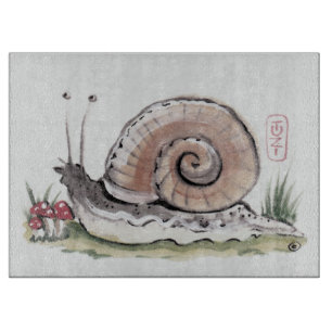 Planche À Découper Aquarelle peinture escargot Chinoiserie Art